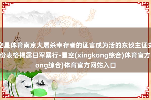 空星体育南京大屠杀幸存者的证言成为活的东谈主证史料 1756份表格揭露日军暴行-星空(xingkong综合)体育官方网站入口
